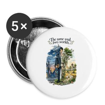 Zwei Seelen, eine Welt - Buttons groß 56 mm (5er Pack) - Weiß - Vorne
