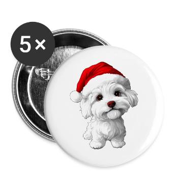 Weihnachten Hunde - Buttons groß 56 mm (5er Pack) - Weiß - Vorne