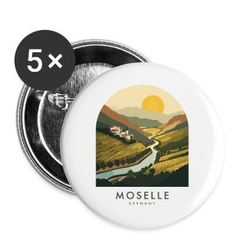 Moselle Germany Wine Country - Buttons groß 56 mm (5er Pack) - Weiß - Vorne