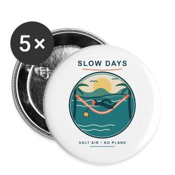 Slow Days Strandhammock Signet - Buttons groß 56 mm (5er Pack) - Weiß - Vorne