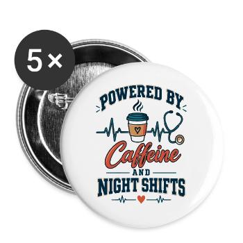 Kaffee Kraft NachtSchicht - Buttons groß 56 mm (5er Pack) - Weiß - Vorne