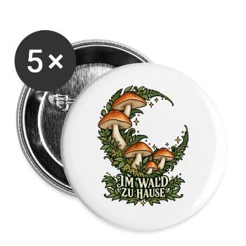 Pilzmond im Wald - Buttons groß 56 mm (5er Pack) - Weiß - Vorne