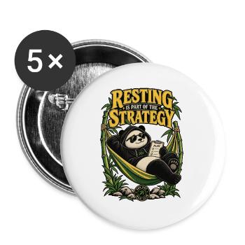 RobVibe Wild Club – Panda-Strategie - Buttons groß 56 mm (5er Pack) - Weiß - Vorne