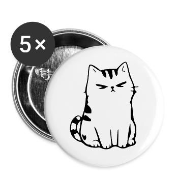 Lustige Katze Minimalistisches Katzen Geschenk  - Buttons groß 56 mm (5er Pack) - Weiß - Vorne