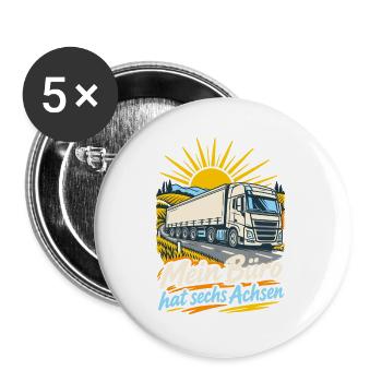 Mein Büro hat sechs Achsen LKW - Buttons groß 56 mm (5er Pack) - Weiß - Vorne