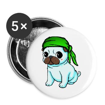 Bandana Mops - Buttons groß 56 mm (5er Pack) - Weiß - Vorne