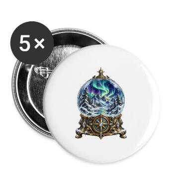 Polarlicht-Kompass in winterlicher Schneekugel - Buttons groß 56 mm (5er Pack) - Weiß - Vorne