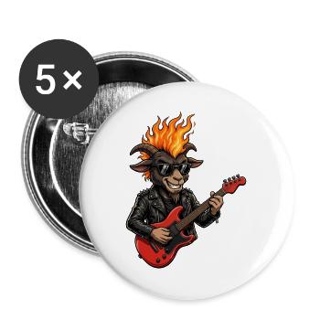 BAAAH METAL Fire Goat Shirt | Lustiges Metal Ziege - Buttons groß 56 mm (5er Pack) - Weiß - Vorne