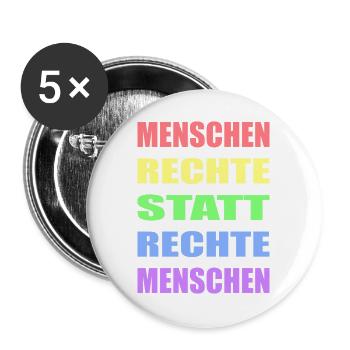 Menschenrechte statt rechte Menschen Links Antifa - Buttons groß 56 mm (5er Pack) - Weiß - Vorne
