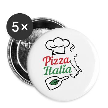 Pizza Italia – Italienische Pizza & Küche - Buttons groß 56 mm (5er Pack) - Weiß - Vorne