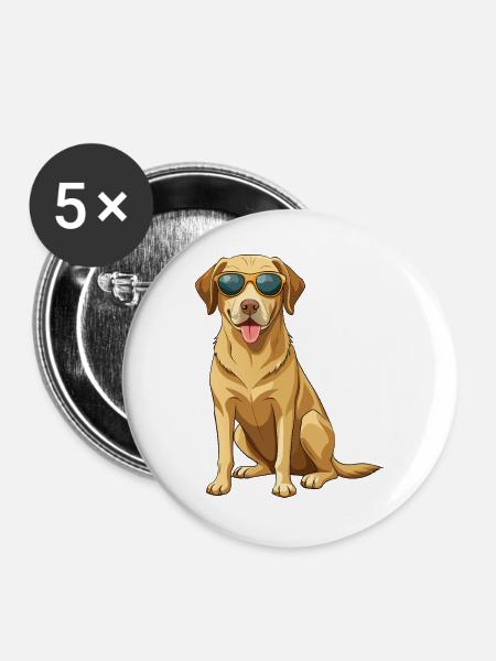 Labrador Retriever mit Sonnenbrille - Buttons groß 56 mm (5er Pack) - Weiß