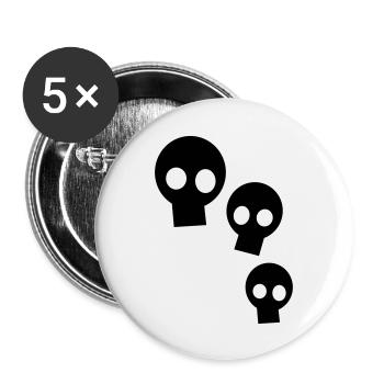 Three Skulls - Buttons groß 56 mm (5er Pack) - Weiß - Vorne