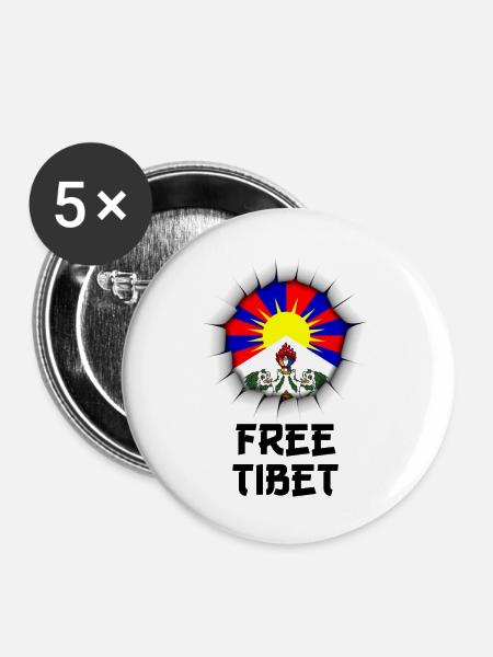 free tibet - Buttons groß 56 mm (5er Pack) - Weiß