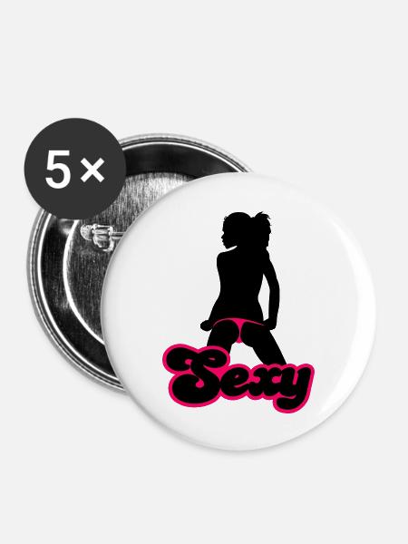 Sexy - Buttons groß 56 mm (5er Pack) - Weiß