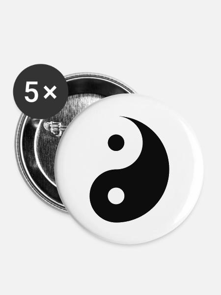 Yin und Yang - Buttons groß 56 mm (5er Pack) - Weiß