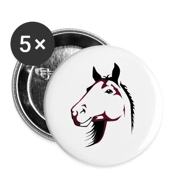 Pferd | Horse | Pferdekopf | reiten - Buttons large 2.2''/56 mm (5-pack) - white - Front