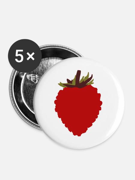 Wild Strawberry - Buttons large 2.2''/56 mm (5-pack) - white