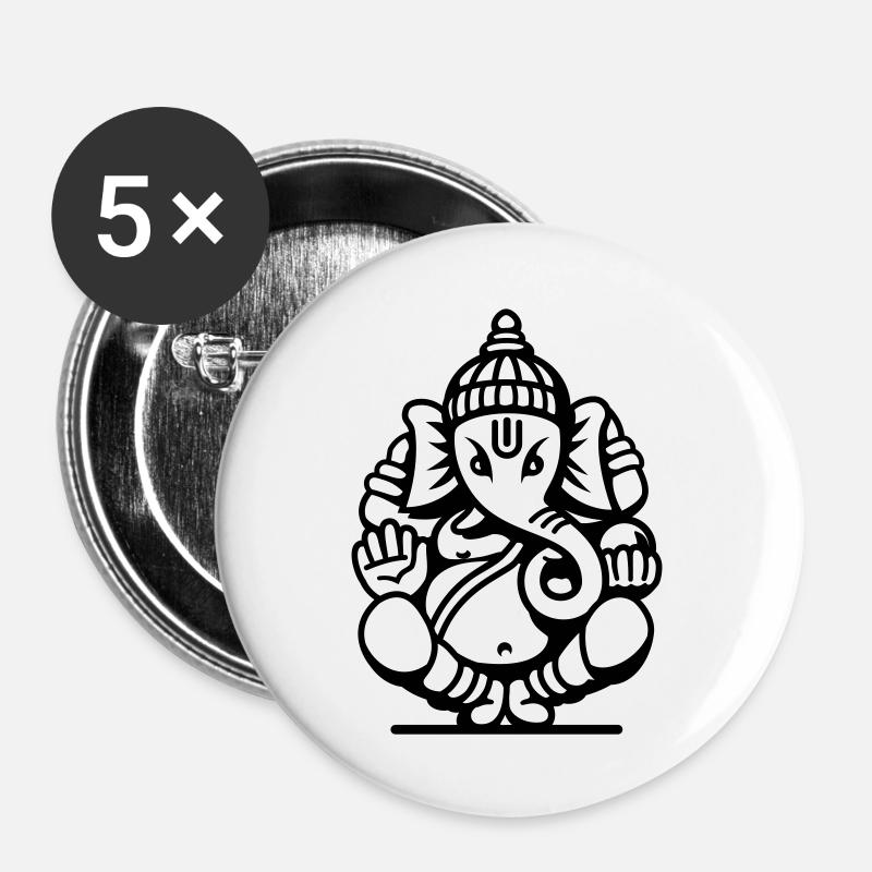 Ganesha Elephant No.04.2_1c - Buttons large 2.2''/56 mm (5-pack) - white