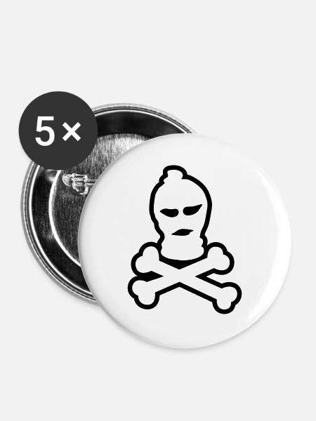 skimaske totenkopf - Buttons groß 56 mm (5er Pack) - Weiß