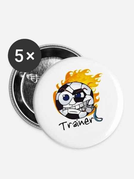 soccer_trainer - Buttons groß 56 mm (5er Pack) - Weiß