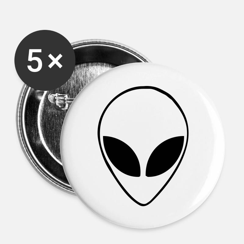 Alien head - Buttons large 2.2''/56 mm (5-pack) - white