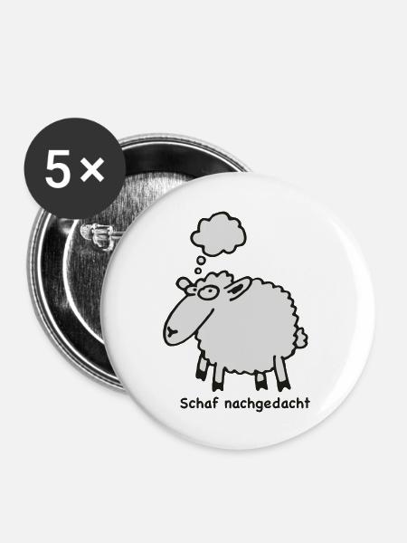 schaf_nachgedacht - Buttons groß 56 mm (5er Pack) - Weiß