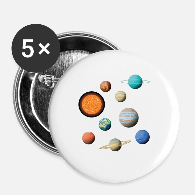 Space Solar System Universe Planet - Buttons large 2.2''/56 mm (5-pack) - white
