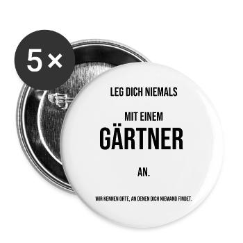 jardinier - Lot de 5 grands badges (56 mm) - blanc - Devant
