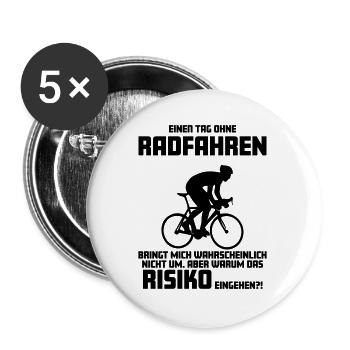 Rennrad Tshirt I Fahrradfahren Triathlon Training - Buttons groß 56 mm (5er Pack) - Weiß - Vorne