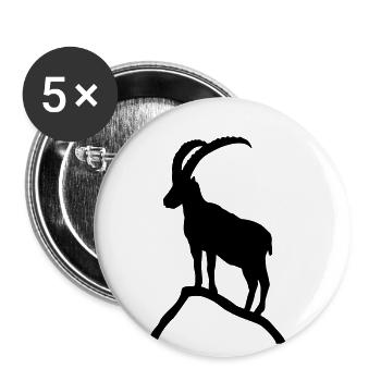 Steinbock auf Berg Felsen - Buttons groß 56 mm (5er Pack) - Weiß - Vorne
