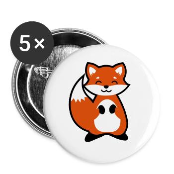 Cute Fox gift idea animal child / niedlicher Fuchs - Buttons groß 56 mm (5er Pack) - Weiß - Vorne