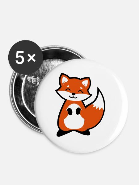 Cute fox animal child - Buttons large 2.2''/56 mm (5-pack) - white