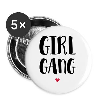 Girl Gang / Girl Squad - Buttons large 2.2''/56 mm (5-pack) - white - Front