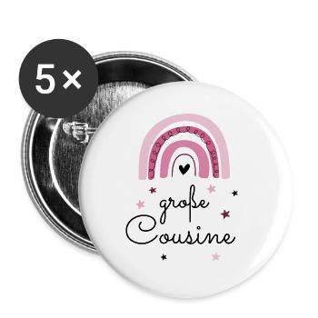 Große Cousine / Regenbogen / Big Cousin - Buttons groß 56 mm (5er Pack) - Weiß - Vorne