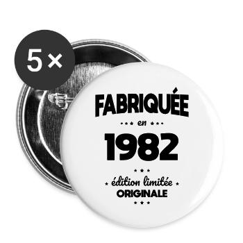 Anniversaire 40 ans - Fabriquée en 1982 - Lot de 5 grands badges (56 mm) - blanc - Devant