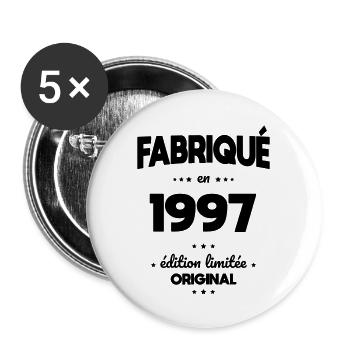 Anniversaire 25 ans - Fabriqué en 1997 - Lot de 5 grands badges (56 mm) - blanc - Devant