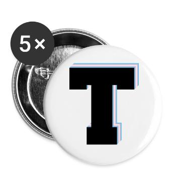 Letter T - Transgender Flag - Buttons large 2.2''/56 mm (5-pack) - white - Front