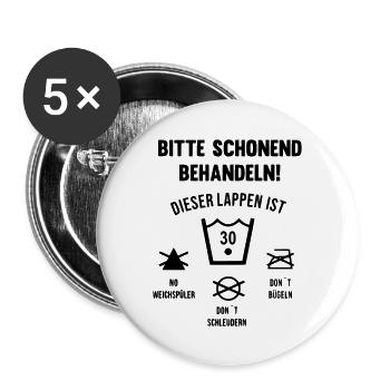 30 Jahre Lappen schonend behandeln - Buttons groß 56 mm (5er Pack) - Weiß - Vorne