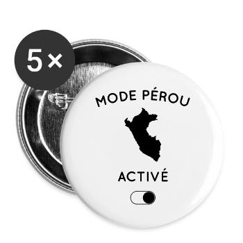 Mode Pérou activé - Lot de 5 grands badges (56 mm) - blanc - Devant