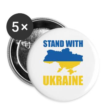 STAND WITH UKRAINE Drapeau De L' Ukraine Soutien - Lot de 5 grands badges (56 mm) - blanc - Devant