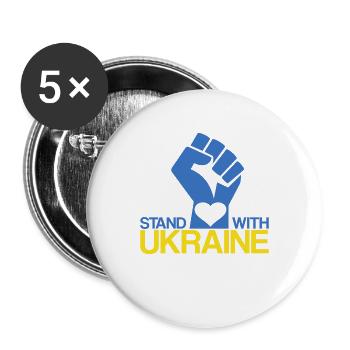 STAND WITH UKRAINE I support Ukraine - Buttons large 2.2''/56 mm (5-pack) - white - Front