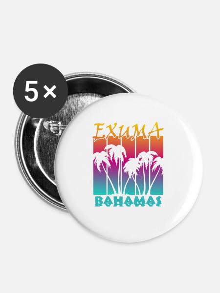 Exuma Bahamas - Buttons groß 56 mm (5er Pack) - Weiß