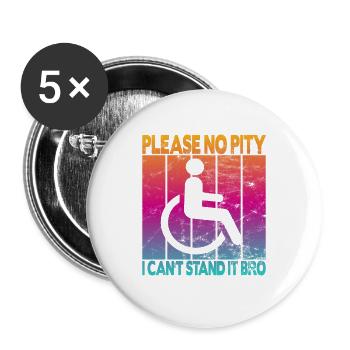 Vintage Wheelchair User Wheelchair - Buttons large 2.2''/56 mm (5-pack) - white - Front