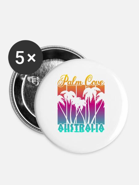 Palm Cove Australia - Buttons groß 56 mm (5er Pack) - Weiß