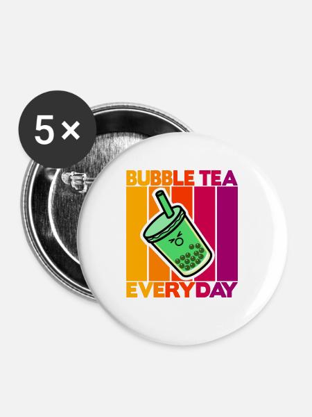 Bubble Tea Everyday - Buttons groß 56 mm (5er Pack) - Weiß