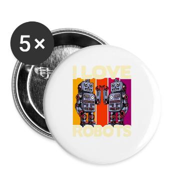 I love Robots - Buttons large 2.2''/56 mm (5-pack) - white - Front