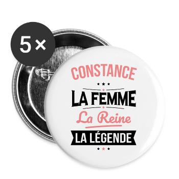 Constance - La Femme - La Reine - La Légende - Lot de 5 grands badges (56 mm) - blanc - Devant
