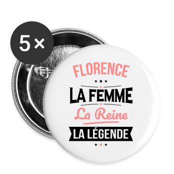 Florence - La Femme - La Reine - La Légende - Lot de 5 grands badges (56 mm) - blanc - Devant