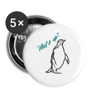 Pinguin - What´s up? - Buttons groß 56 mm (5er Pack) - Weiß - Vorne