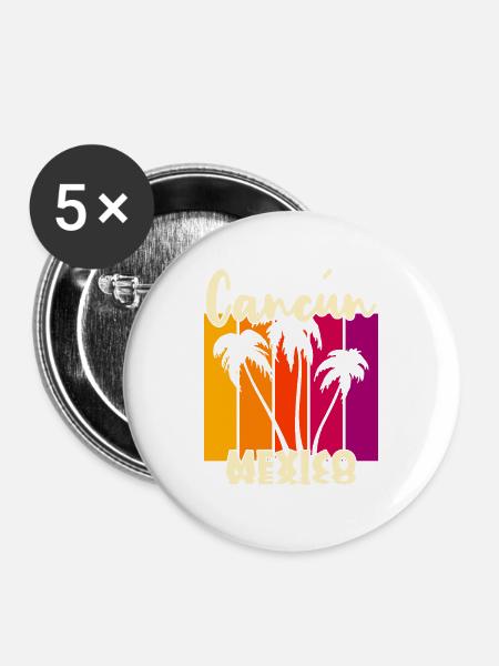 Cancun Mexico - Buttons groß 56 mm (5er Pack) - Weiß